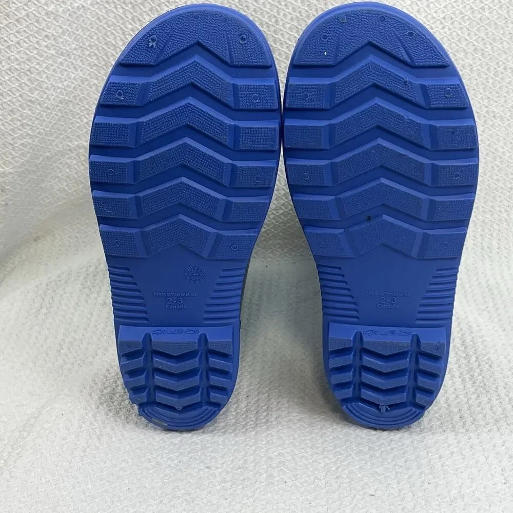 Unisex Kids Navy/Blue Rubber Rain Boots Pull-On Mid-Calf Round Toe Size 3